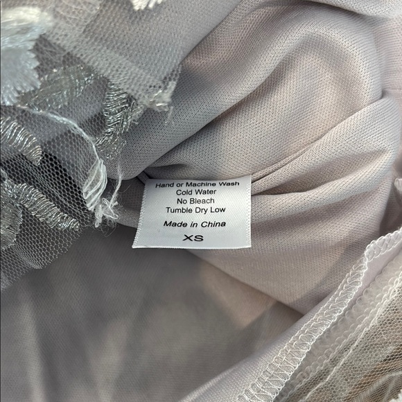Lucy in the Sky Women's Size XS One Shoulder Dress with Gray Floral Embroidery - Picture 6 of 10